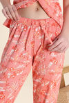 Zivame Nature Trails Knit Cotton Pyjama Set - Burnt Coral — thumbnail 7